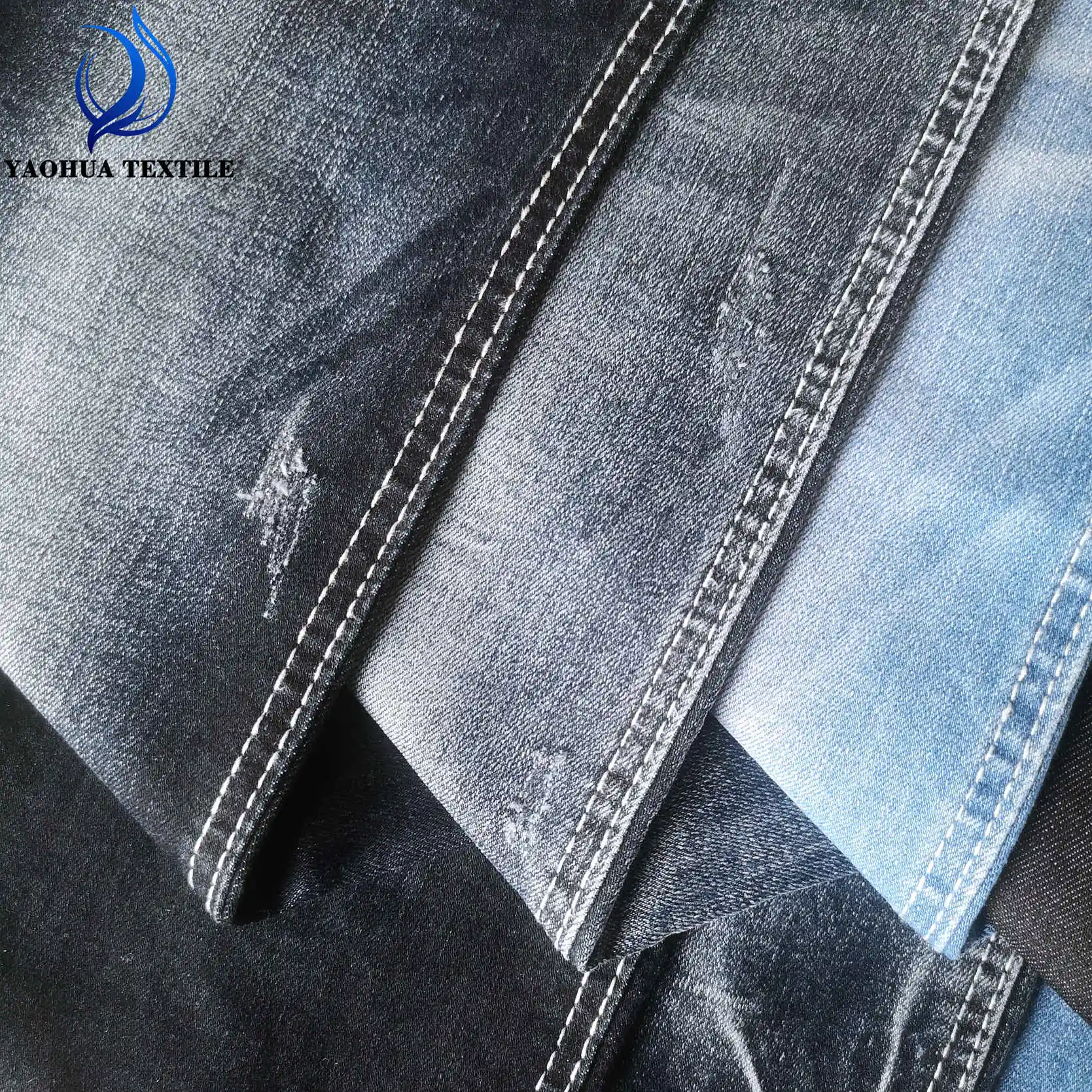 CK2016 अच्छी गुणवत्ता गर्म बेचने के लोकप्रिय slub नीले रंग धूसर रंग बुना चमकदार खिंचाव डेनिम कपड़े