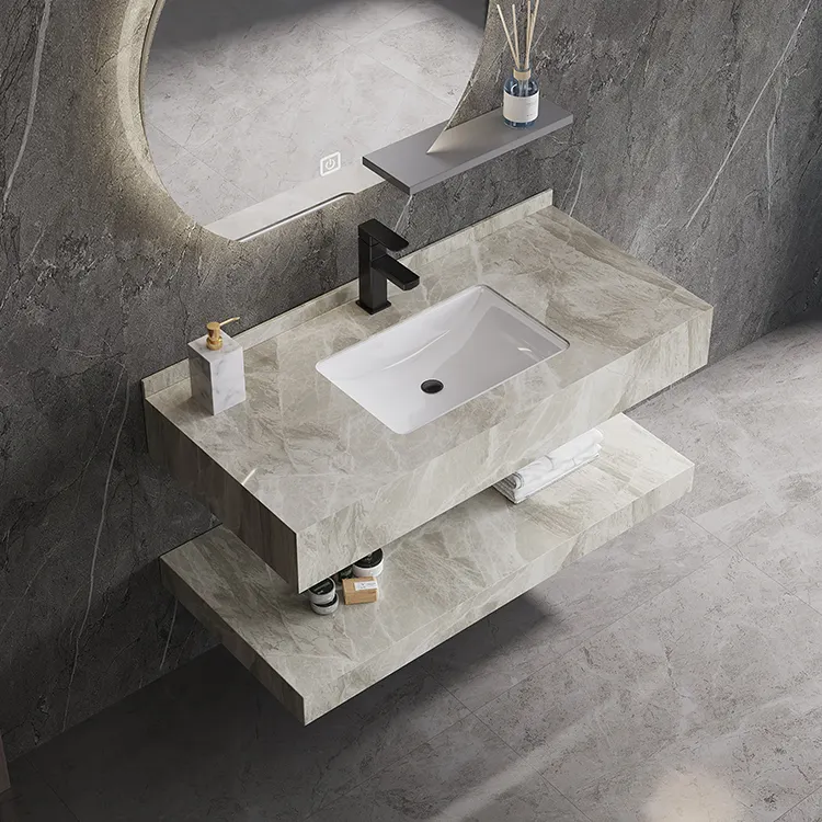 Évier de salle de bain rectangulaire en céramique, Design artistique, marbre, vente chaude, lavabo à main, 2023