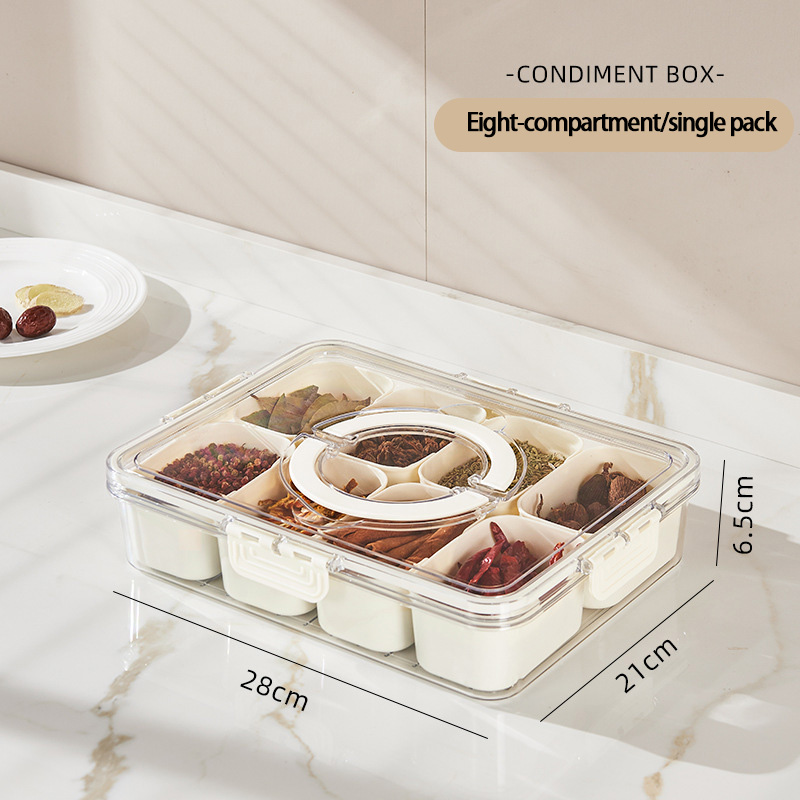 Caja de condimento divisor ocho compartimentos