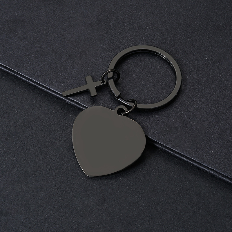 Porte-clés croix coeur 30mm-noir