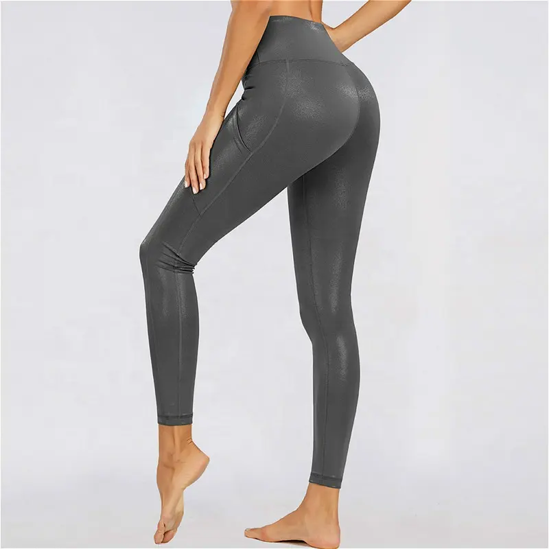 Migliore qualità lucido pantaloni yoga workout leggings atletica tummy controllo delle ragazze pantaloni delle ghette di usura attivo per le donne
