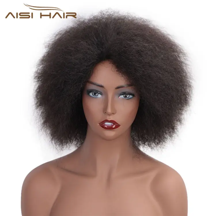 Aisi Capelli Corti Soffici Capelli Crespi Afro Crespo Parrucca Riccia Nero Resistente Al Calore Parrucche Sintetiche Per Le Donne Nere