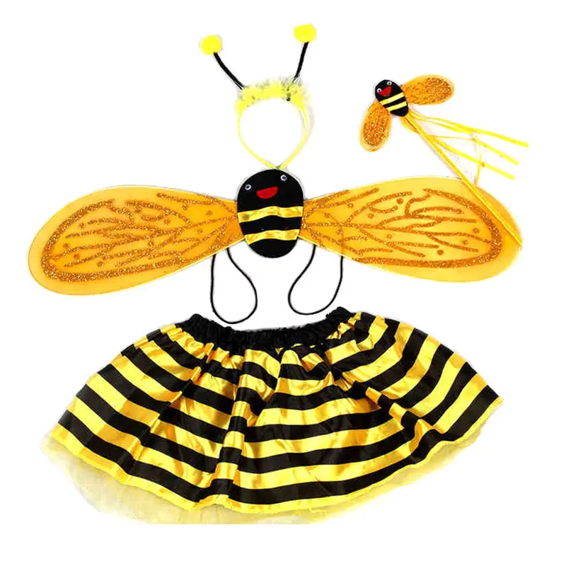 2024 Nuevos productos al por mayor Fancy Baby Cute Bee Outfit Ropa para niños con accesorios Disfraces de actuación para niños