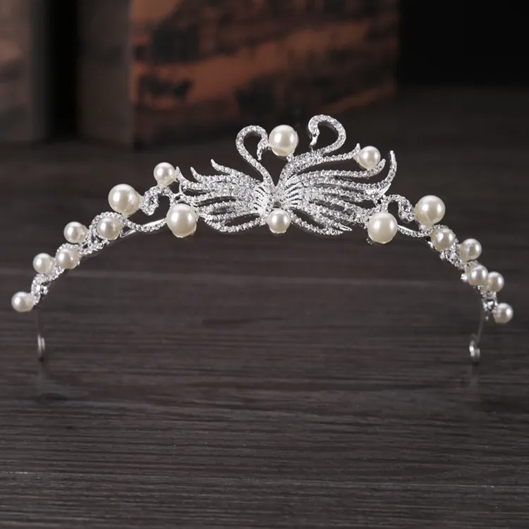 NCA-37 Châu Âu Cô Dâu Tóc Hoop Trang Sức Phụ Kiện Đám Cưới Vương Miện Phụ Nữ Rhinestone Tiaras Pha Lê Kim Cương Thiên Nga Ngọc Trai Vương Miện