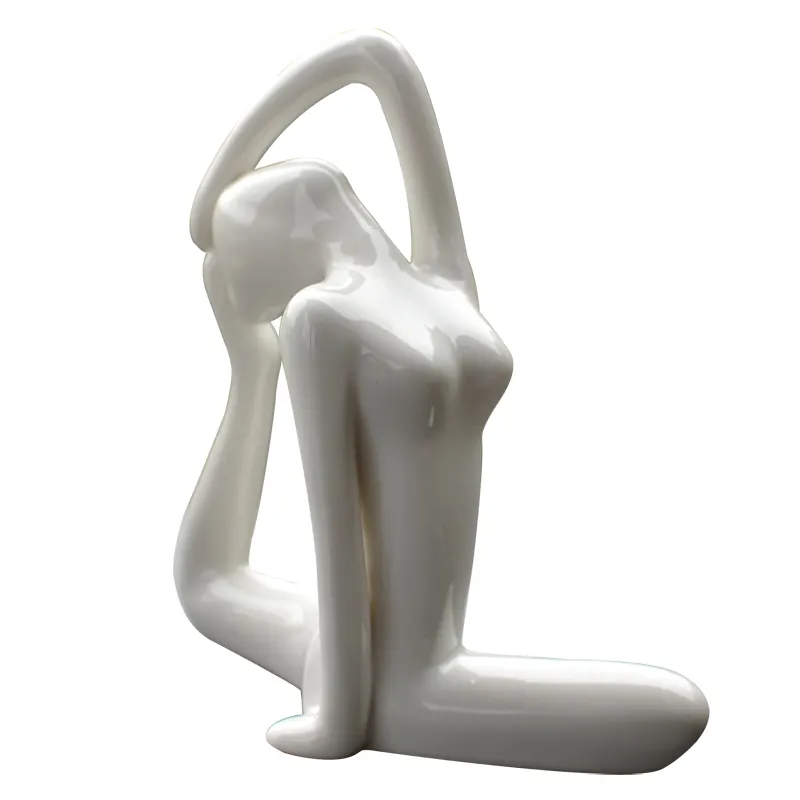 12 stili Astratta Arte della Porcellana di Forma Fisica di Yoga Pose Figurine di Ceramica di Yoga Della Signora Statua Casa Studio di Yoga Decor Ornament