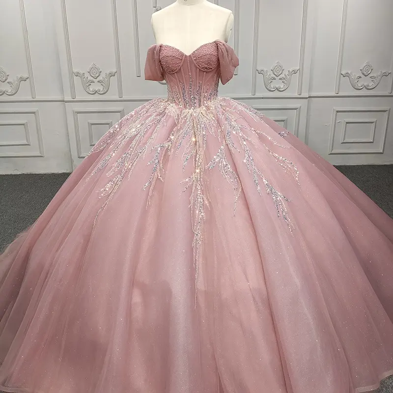 Jancember 9918 Glitter paillettes rosa 15 abito da ballo eleganti abiti Quinceanera