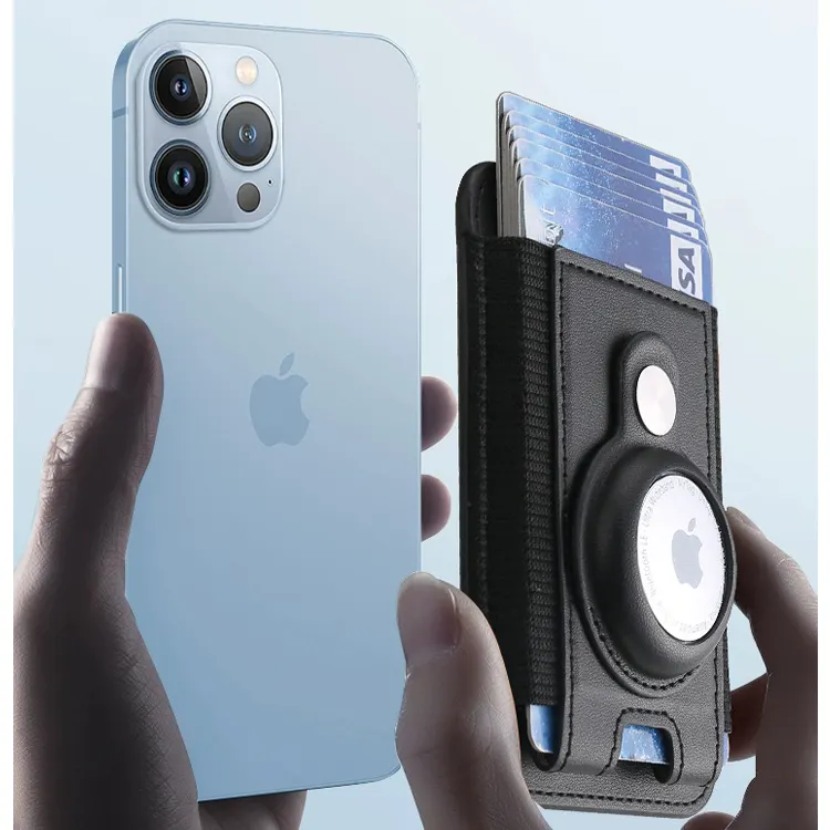 Carteira de couro GPS para iPhone 15 Pro Max Carteira de cartão magnético de couro para iPhone 14 13 12 porta-cartões magnético