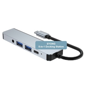 SYONG High Quality 3.5mm <strong>Audio</strong> Docking Station PD100w Usb Type c Hub 5 in 1 USB C HUB <strong>Multi</strong> Function <strong>Adapter</strong> for Laptops - Product Image 1