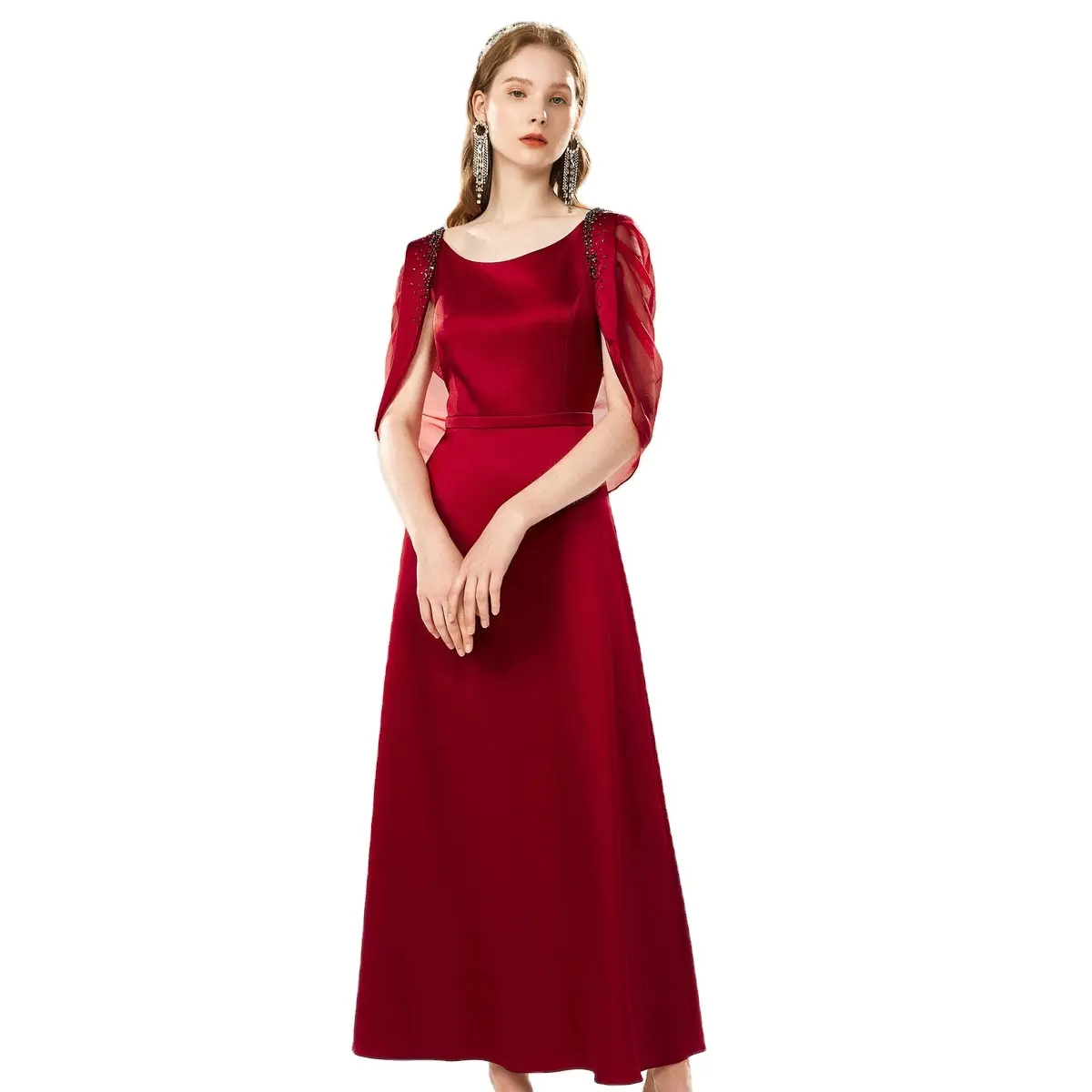 MANNI Evening Party Dress Women Elegant Maxi Dresses Ladies Night Club Prom Gowns Wedding Red Dress