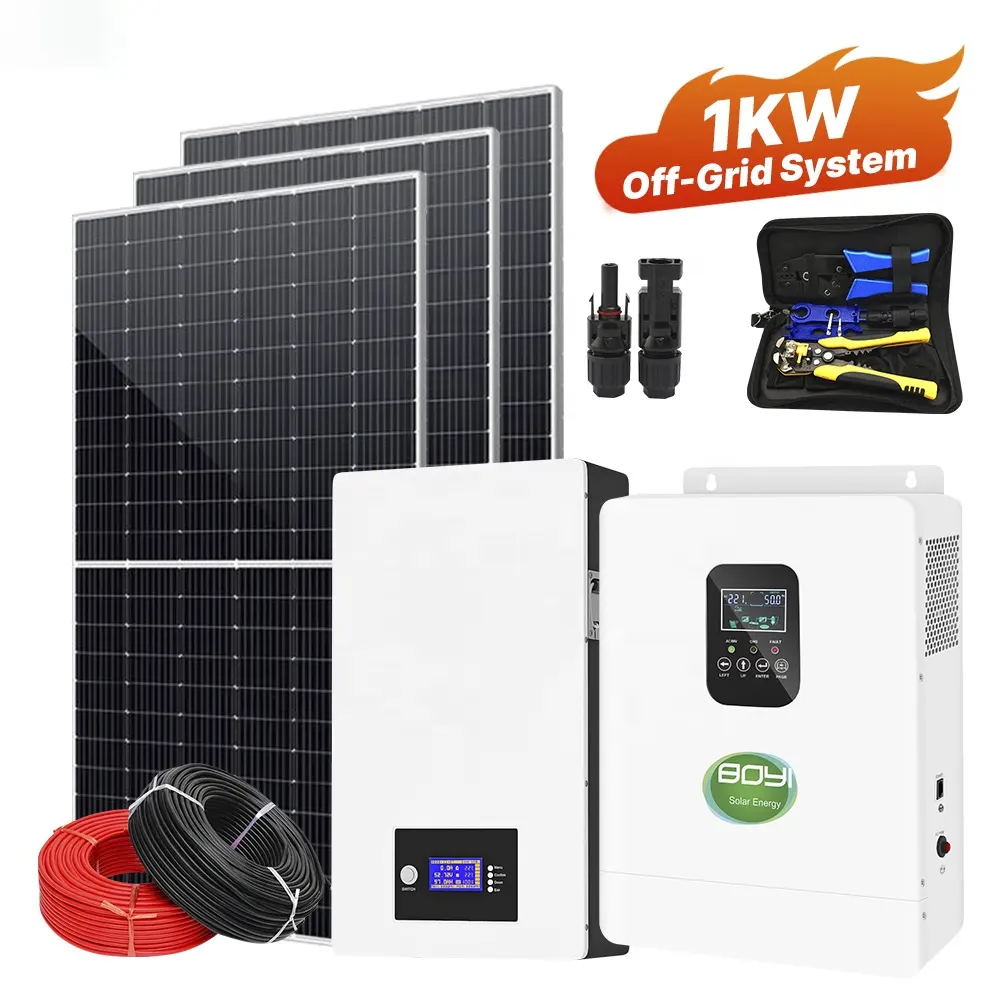 BOYI energi surya terbarukan, 1kw 5kW 10KW sistem energi surya panel lengkap rumah Daya