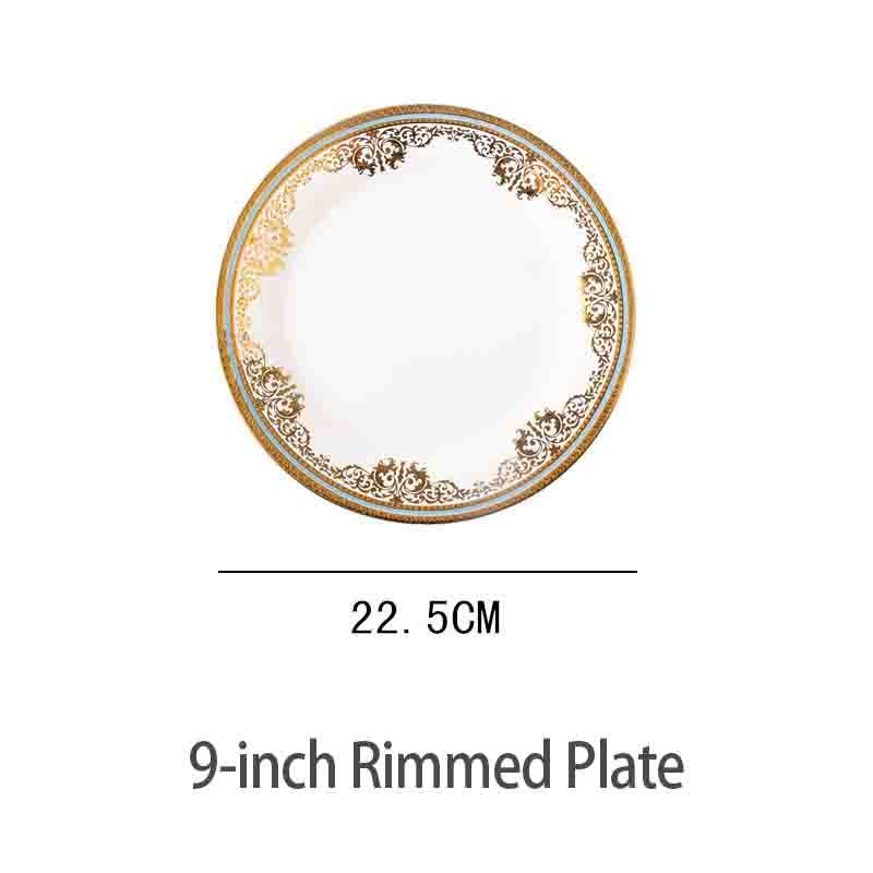 White 9-inch Rimmed Plate