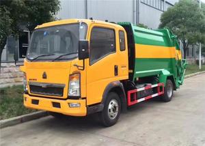 סין היצוא הואו 4x2 8m3 מדחס אשפה משאית 5 טון 6 אירו גלגל 2 פסולת אספן משאית דחוס למכירה