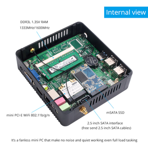 HLY Fanless Mini Computer PC J1800 N2840 dual core win10 pro barebone desktop Linux HTPC VGA WIFI 8G di Ram 120G SSD - Product Image 5