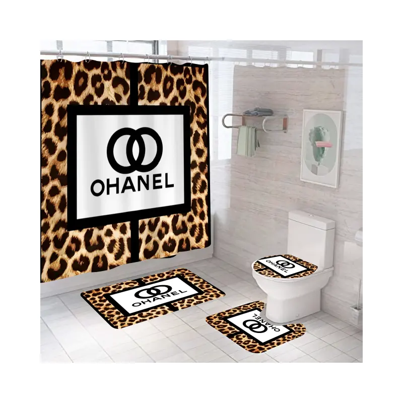 Роскошный модный брендовый набор для декора ванной комнаты настраиваемый redaux De Douche Cortina De Bano с логотипом полиэфирная занавеска для душа