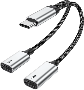 Marka yeni USB tip c M çift tip c F Splitter Y 2 in 1 adaptör kablosu bilgisayar dizüstü cep telefonu için - Product Image 3