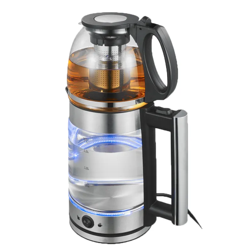 Sıcak satış 1.8 L cam elektrikli su ısıtıcısı Samovar çift türk çay makinesi cam çaydanlık set elektrikli cam ısıtıcılar