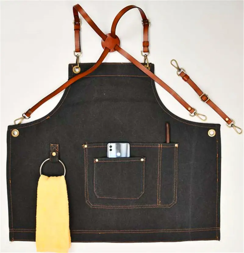 High-quality wash canvas retro work apron use at kitchen