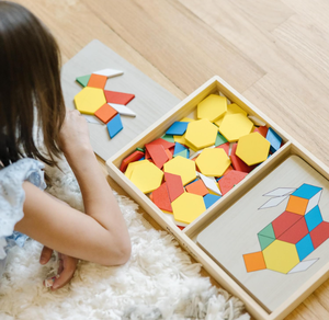 <strong>Pattern</strong> <strong>Building</strong> <strong>Blocks</strong> and Wooden Board Children's Puzzle Creative Puzzle Toy Shapes DIY Wooden Montessori Learning Toys - Product Image 2