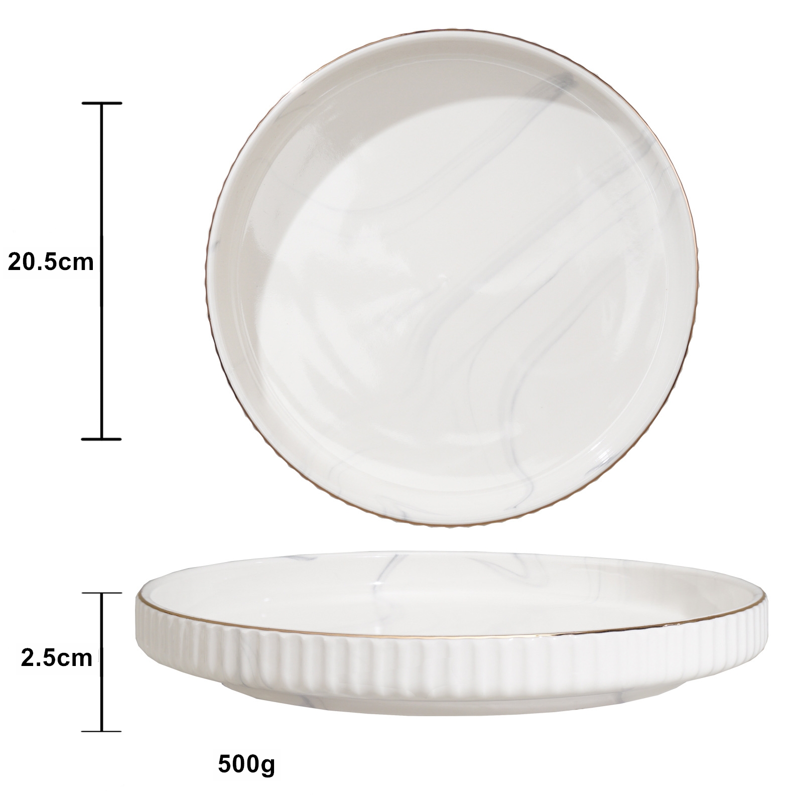 marble white 8-inch round dish