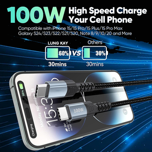 Lung Kay 2M 3M <span class=keywords><strong>USB</strong></span> Loại <span class=keywords><strong>C</strong></span> <span class=keywords><strong>C</strong></span>áp 100W 5A Bện Bền Nhanh Chóng Sạ<span class=keywords><strong>c</strong></span> 2.0 <span class=keywords><strong>USB</strong></span> <span class=keywords><strong>C</strong></span> Để <span class=keywords><strong>USB</strong></span> <span class=keywords><strong>C</strong></span> <span class=keywords><strong>C</strong></span>áp <span class=keywords><strong>USB</strong></span> Phí Dây Cho Macbook - Product Image 2