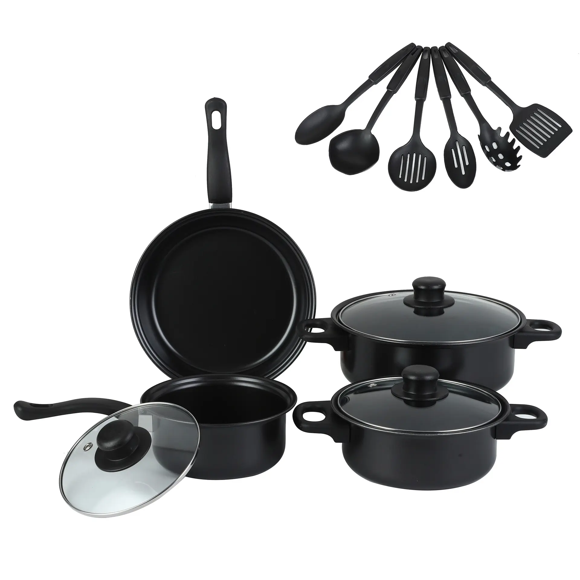 Wholesale Kitchen 13 Piece Non Stick Cookware Sets Black Pot And Pans Cast Iron Cooking Pot Cookware Set