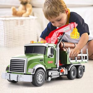 Caminhão De Madeira Grande com Guindaste De Carga 6 Troncos Presente De Aniversário para Menino Criança Fazenda Madeira Transporte Carroça Brinquedo Crianças Veículo