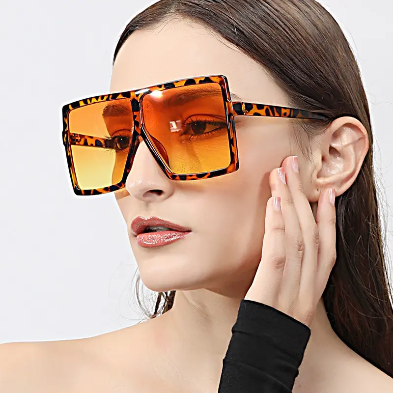 Popular Big Frame Gafas de sol Hombres Mujeres Moda Luxury Large Square Gafas de Sol de gran tamaño