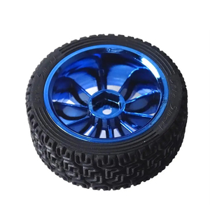Rueda de goma de 65mm, modelo RC, neumático alargado, acoplamiento de cobre, conexión hexagonal para Arduino, chasis de coche inteligente DIY