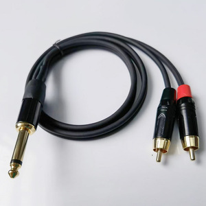 6.35立体声双RCA适配器大三核/双核音频线3.5毫米连接器公/母一对二，适用于1m/2m - Product Image 2