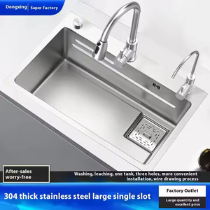 2025互联网-著名的拉丝和压花矩形不锈钢厨房水槽 - Product Image 2