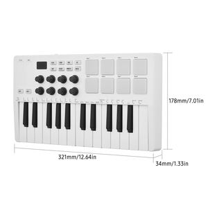 M-Vave SMK25 Mini tastiera MIDI 25 tasti sensibili supporto Wireless con 8 RGB Drum pad Console di controllo 8 codificatori assegnabili - Product Image 6