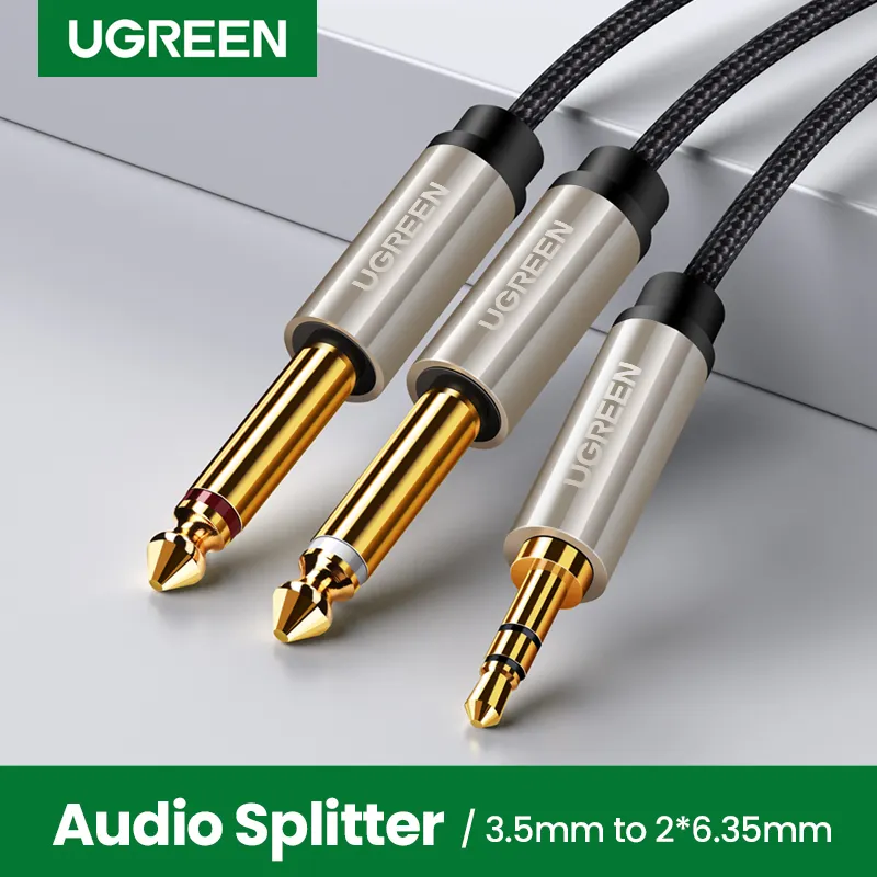 Ugreen Jack 3.5Mm Tot 6.35Mm Adapter Audio Kabel Voor Mixer Versterker Speaker Verguld 6.5Mm 3.5 Jack Mannelijke Splitter Audio Kabel