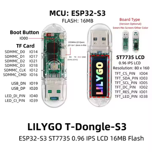 LILYGO T-Dongle-S3 ESP32-S3 geliştirme kurulu 0.96 inç ekran Mini programlanabilir ESP32 LCD kurulu WiFi Bluetooth Arduino için