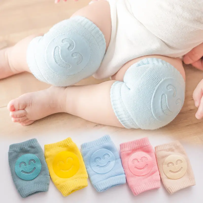 Protector de rodillas para bebés, rodilleras antideslizantes de alta calidad con Diseño de Sonrisa de amor, para gatear