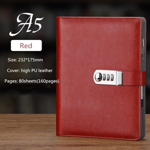 Cuaderno de negocios A5 personalizado con cubierta de cuero, diario de estudiante universitario simple, Bloc de notas de oficina de hojas sueltas, logotipo de bloqueo de contraseña - Product Image 5