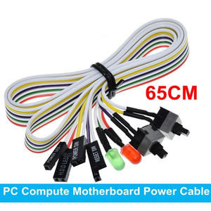 Cable de alimentación de la placa base de cómputo de PC delgado de 65CM, reinicio de encendido y apagado Original con luz LED, interruptor de reinicio de energía de PC, interruptor de botón pulsador - Product Image 1