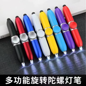 独特新奇迷你批发烦躁旋转器发光二极管多功能3合1塑料手写笔定制圆球点旋转笔带灯 - Product Image 6