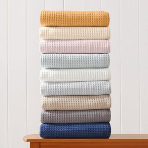 Cloudlandダブルレイヤーワッフル織りスローグレーオーガニック100% 高品質コットンラグジュアリーワッフルベッドブランケットタッセル付き