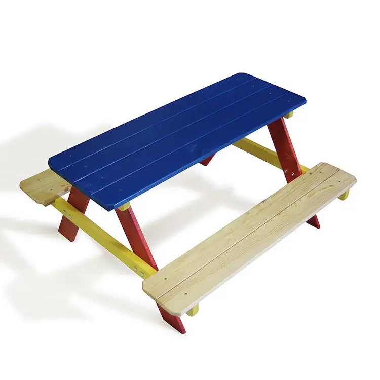 Mesa piquenique infantil de madeira, banco e mesa de banco para crianças
