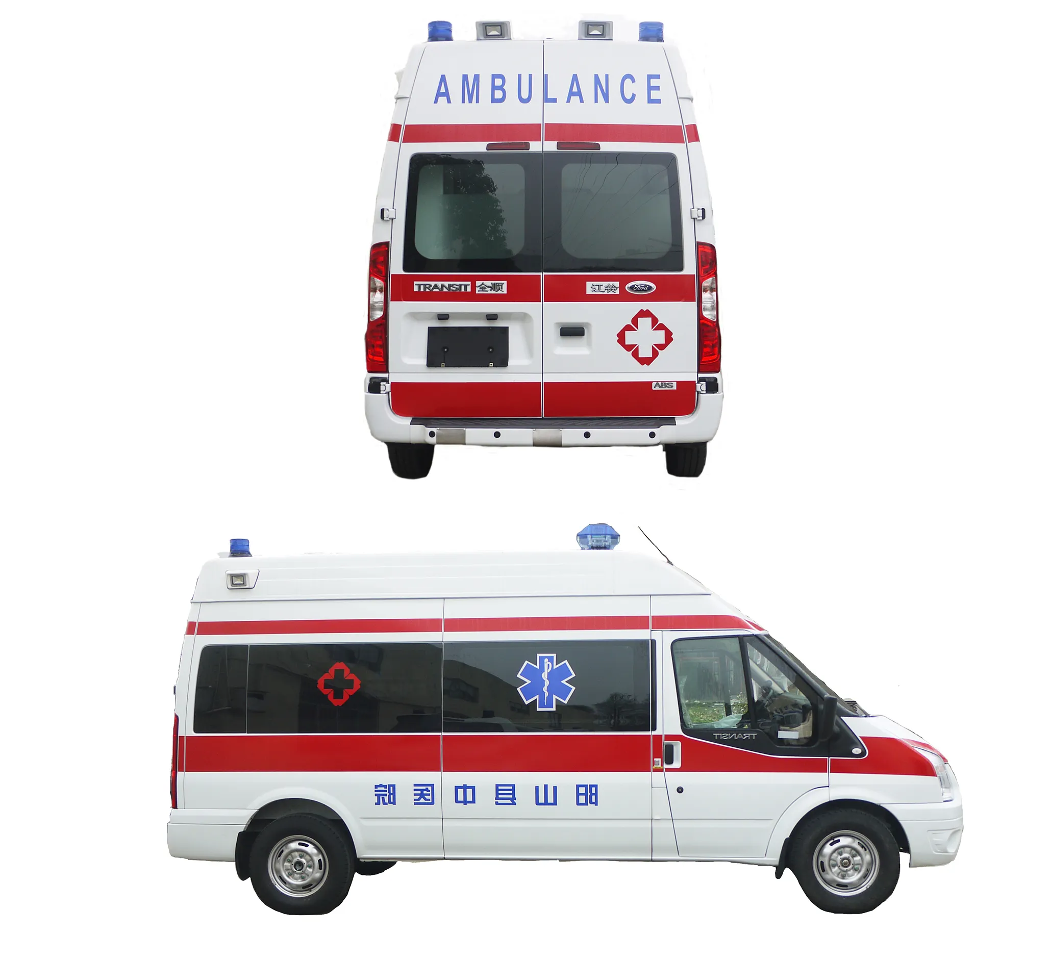 Tetto alto versione ad asse lungo ambulanza Car Transit V348 Euro 6 monitoraggio Mobile Medical ambulanza veicolo ambulanza barella