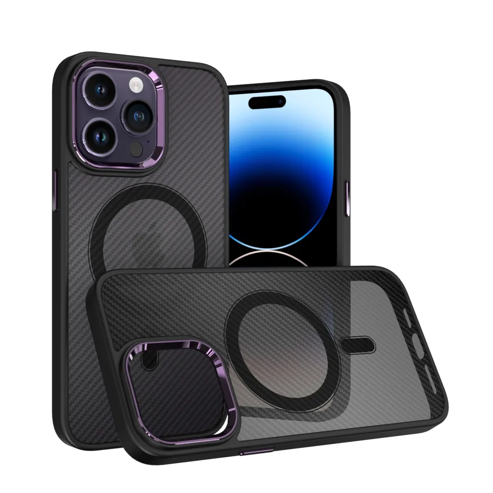 Nuevas fundas Gentleman Jack, protección de cámara de aleación, piel de carbono, translúcido, negro, Morado, para Iphone 14 Pro Max 5G, funda para teléfono