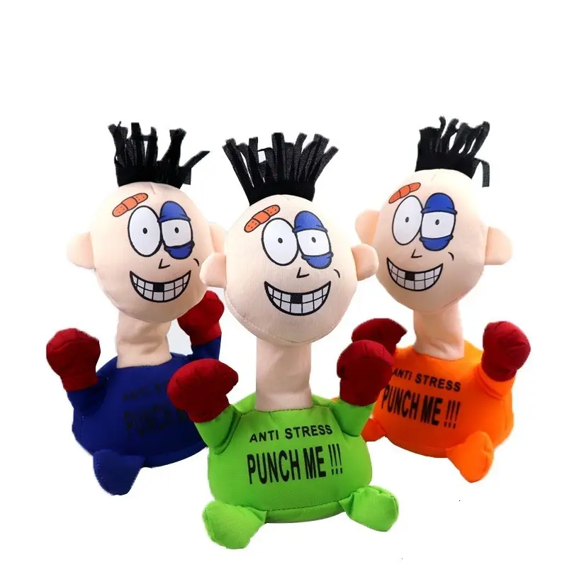 Funny Stress Relief Toys Punch Me Plush Figure Toys Anti-Stress Electric Creative Strike Screaming Doll