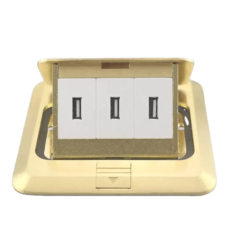 SeTo Pop-up piso tipo hembra tres puertos conector USB placa de pared hembra Keystone piso receptáculo