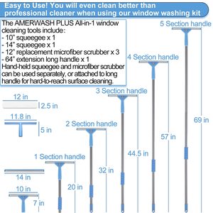 Chất Lượng Cao Không Có Vệt Thêm Mạnh Mẽ Mở Rộng Cực Đa Chức Năng Công Cụ Làm Sạch Scraper Rửa Kit Thích Hợp Cho Cửa Sổ Cao - Product Image 6