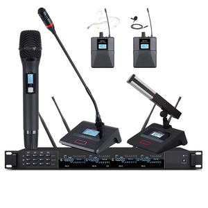 Long Range Auto Scan Table PRO UHF Dynamic Wireless Microphone <strong>System</strong> with 1 Chairman 3 Slave Delegate <strong>Unit</strong> Mic - Product Image 2