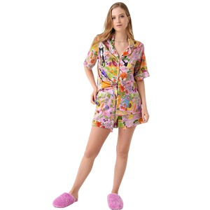 Tùy Chỉnh In Womens Lụa Loungewear Đồ Ngủ Giản Dị Bộ Đồ Ngủ Thiết Lập Dài Tay Áo 100% Satin Lụa Đồ Ngủ - Product Image 4