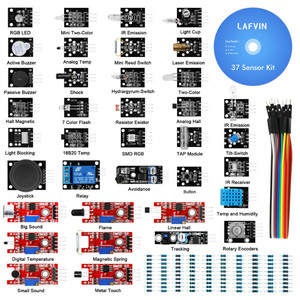 LAFVIN 37 in 1 <span class=keywords><strong>Sensor</strong></span> Module Kit für Arduinos mit Tutorail