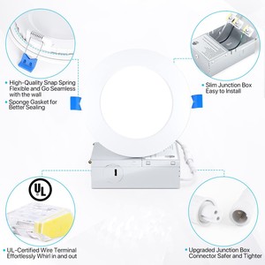 Klasik 6 inç 12W 5CCT renk seçilebilir 2700K/3000K/3500K/4000K/5000K Canless gömme aydınlatma İnce Led Panel tavan ışığı - Product Image 5