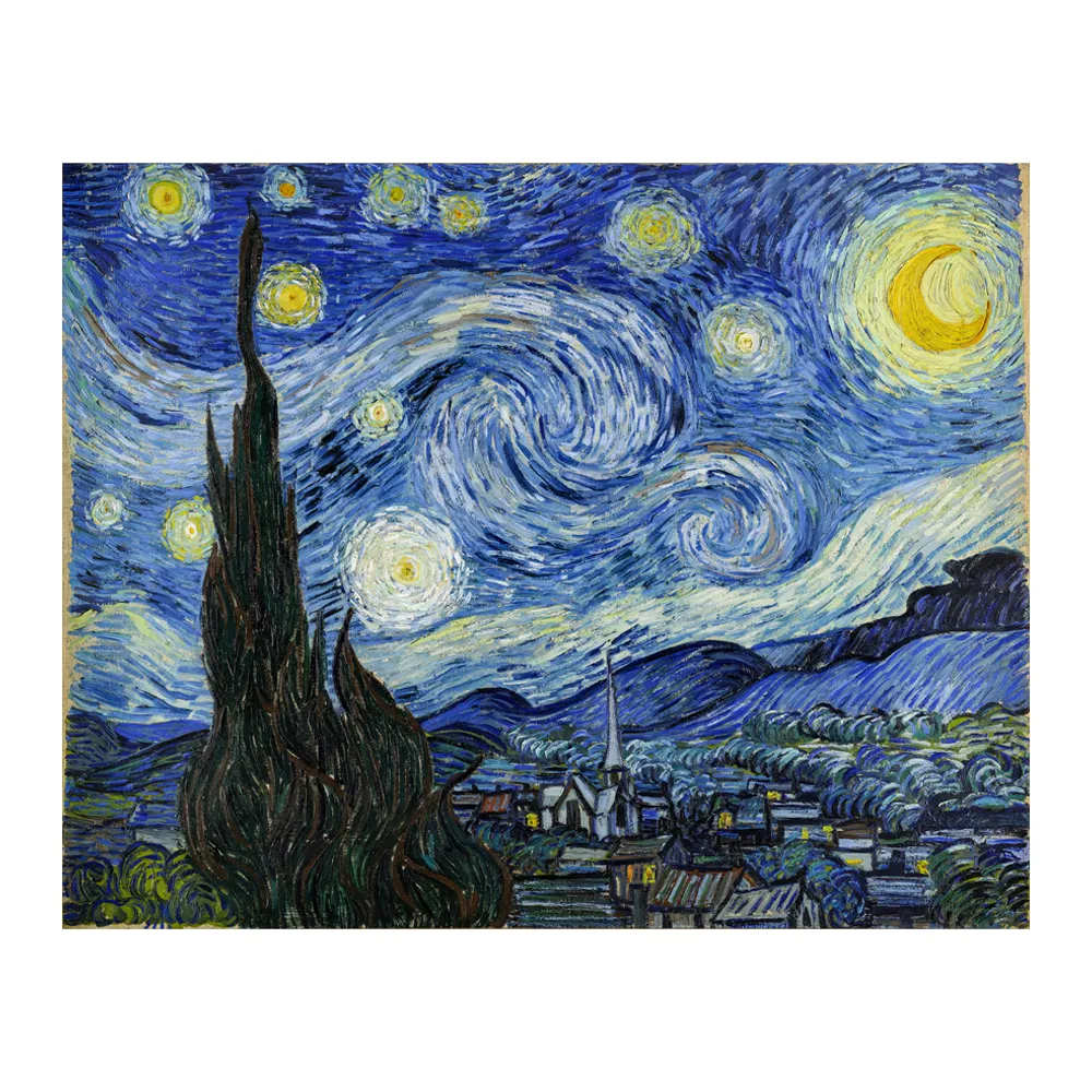 Pintura al óleo de van gogh de Noche Estrellada de textura pesada de paisaje de reproducción de obras famosas