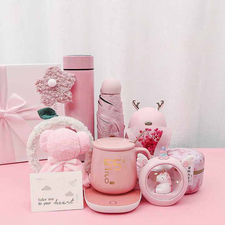 DD2166 Custom Logo Gift Box Set Thermostatic Cup Vaccum Flask Ceramic Tea Coffee Mug for Mothers Day Valentine Wedding